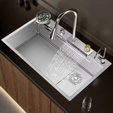 Silver Premium Stainless Steel Sink 3mm Nano Waterfall Faucet