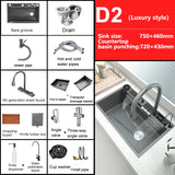 304 Waterfall Stainless Steel Kitchen Sink Large Single Sink Built-