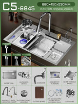 Silver Premium Stainless Steel Sink 3mm Nano Waterfall Faucet