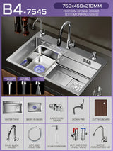 Silver Premium Stainless Steel Sink 3mm Nano Waterfall Faucet