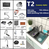 304 Waterfall Stainless Steel Kitchen Sink Large Single Sink Built-