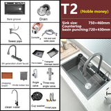 304 Waterfall Stainless Steel Kitchen Sink Large Single Sink Built-